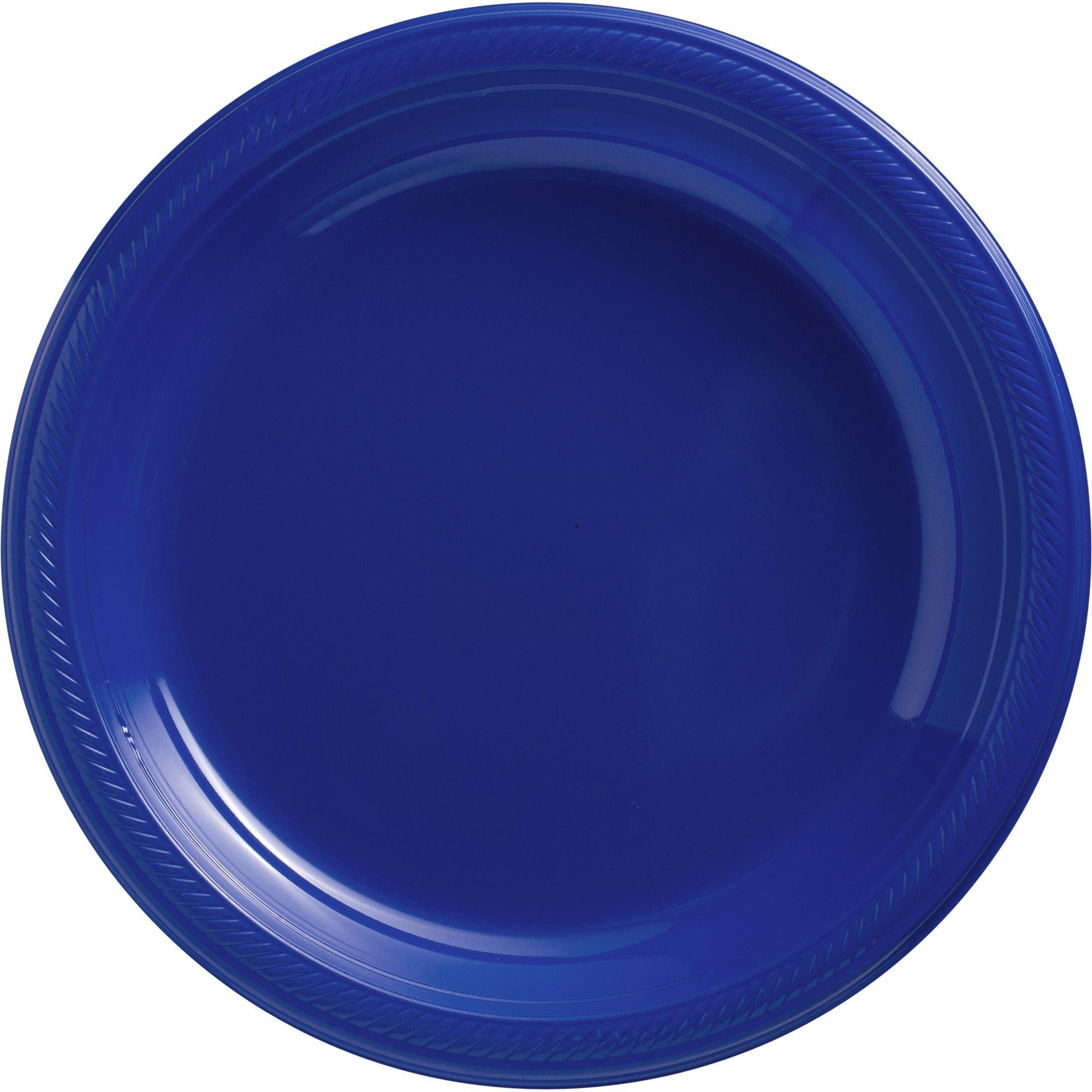 Blue plastic shop plates disposable